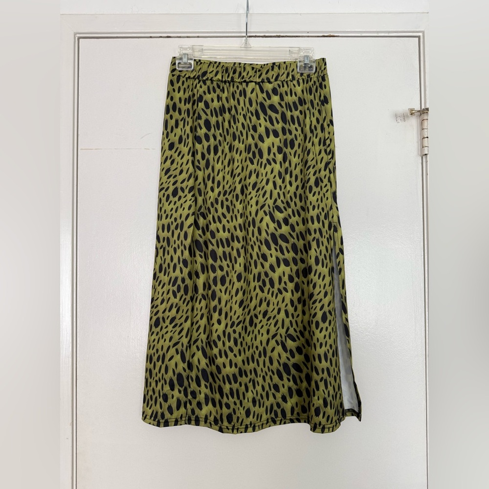 Leopard Print Green Skirt